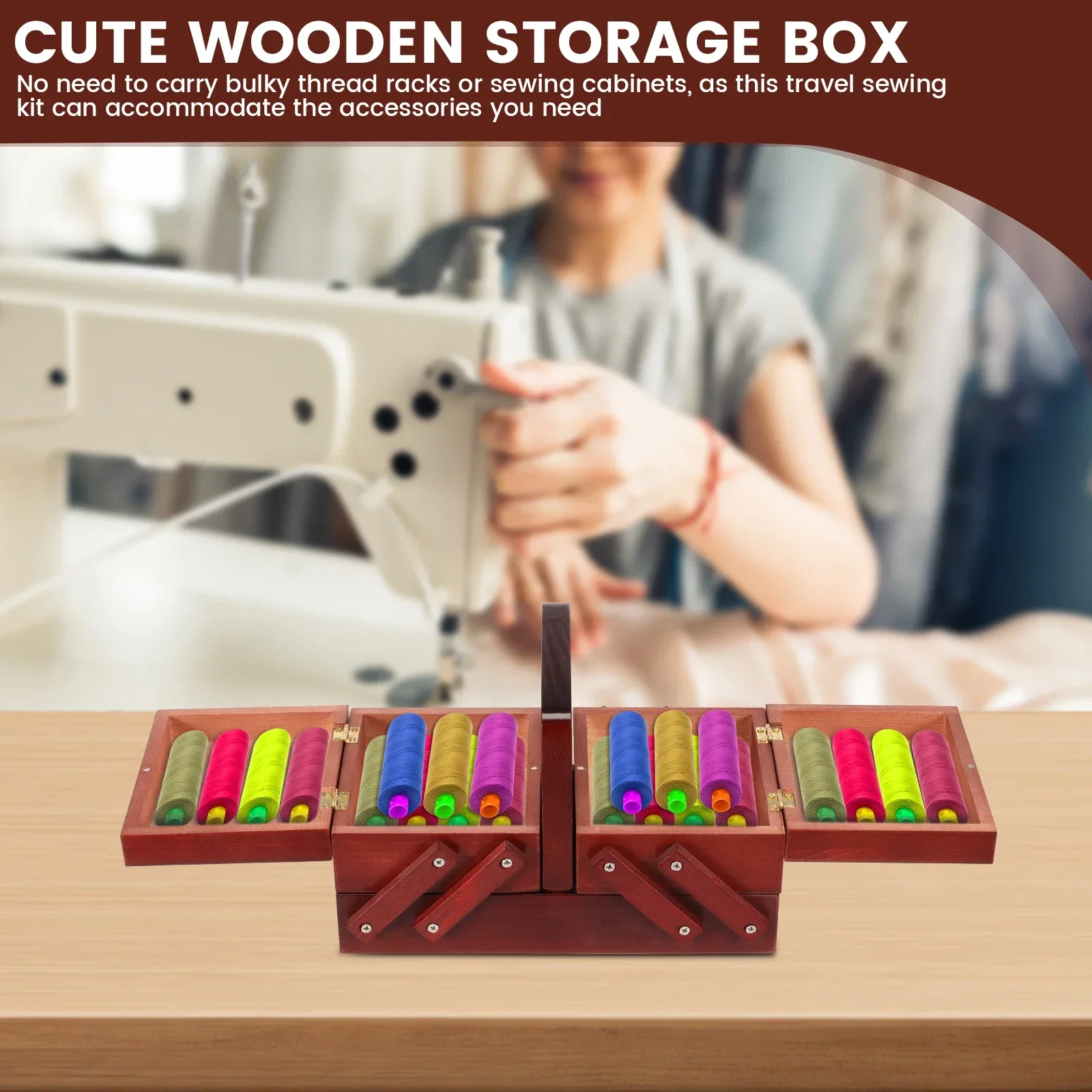 Kotak Benang Jahit Kayu Vintag - Reel Case ulasan dan harga